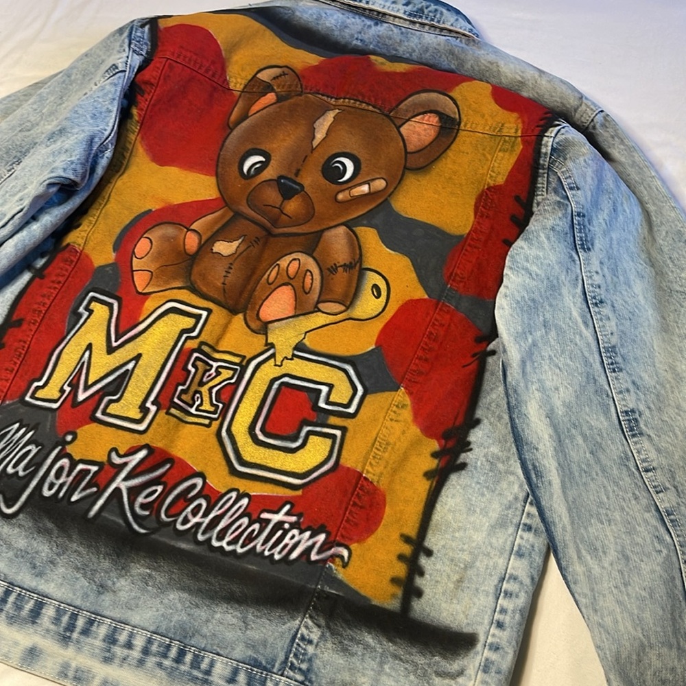 Custom Painted MKC Denim Distressed Jacket - Men’s Large *unisex*